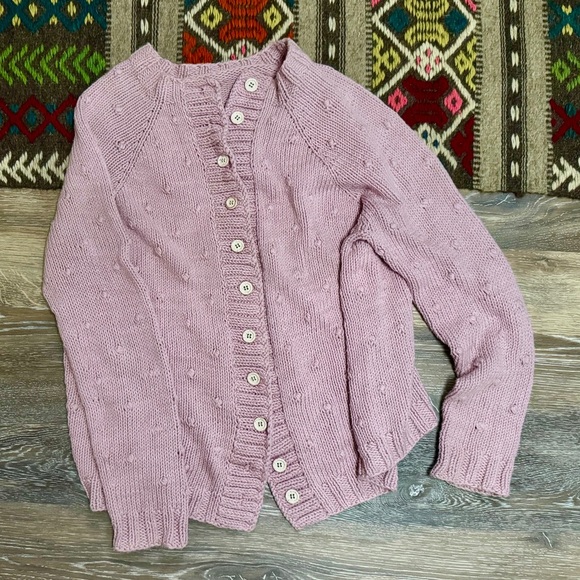 Misha And Puff Sweaters - Handmade Bobble Sweater Sz M EUC 100% Cotton Dusty Pink